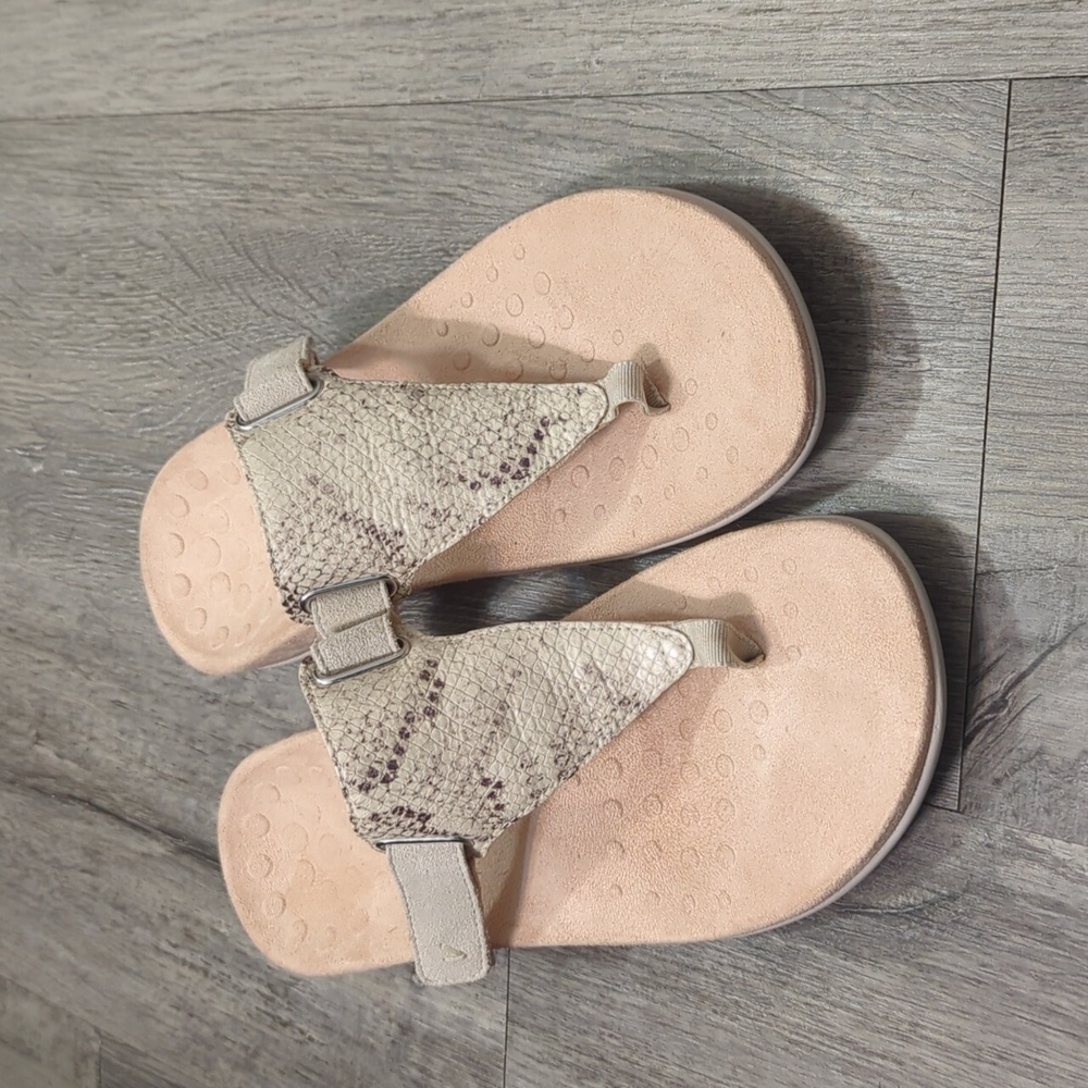 Vionic Wanda Leather Snake Print Sandals